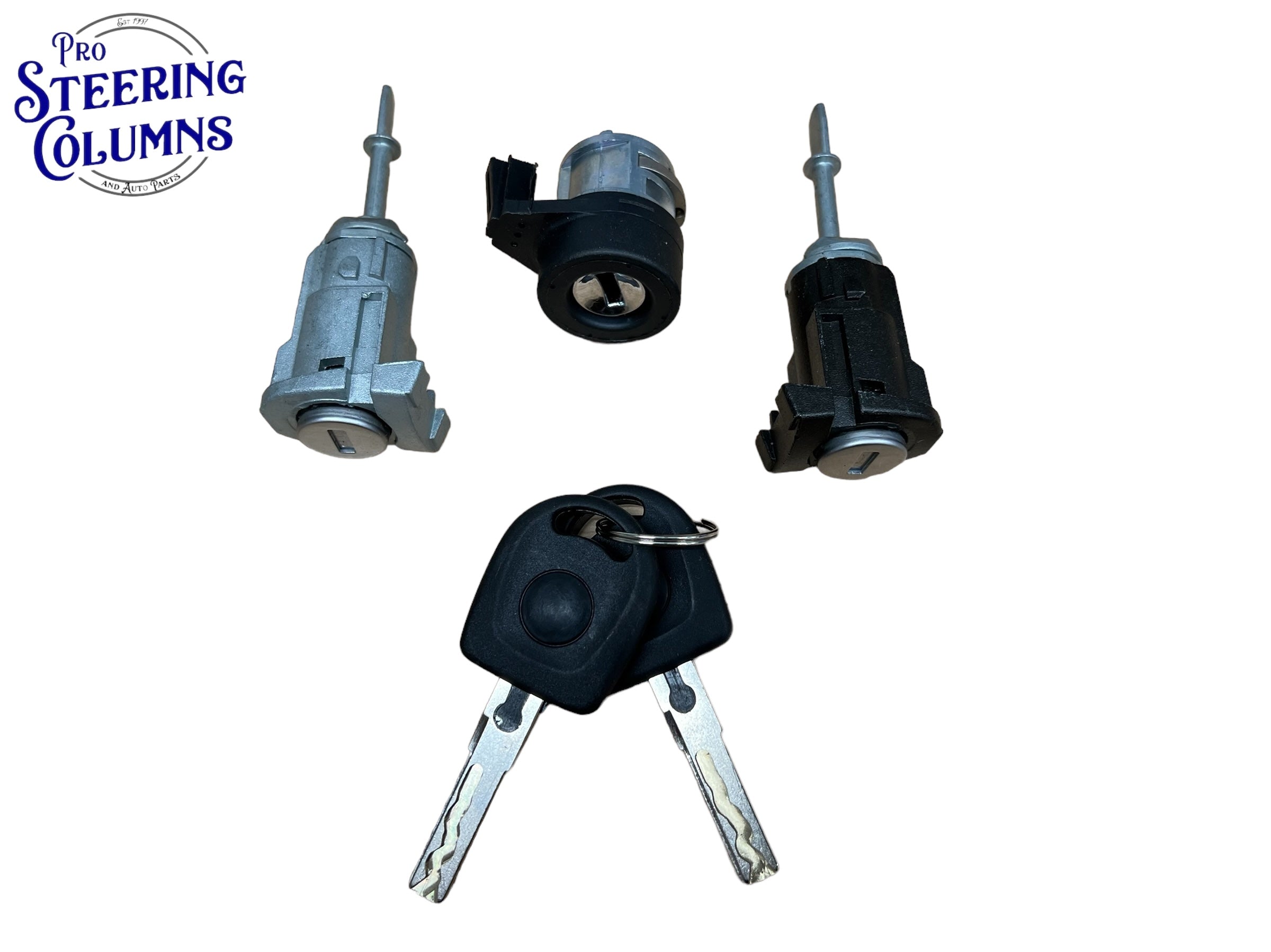 1998 & Up Beetle Jetta Passat Ignition & Door Lock Cylinder Set With 2 Key Shells New