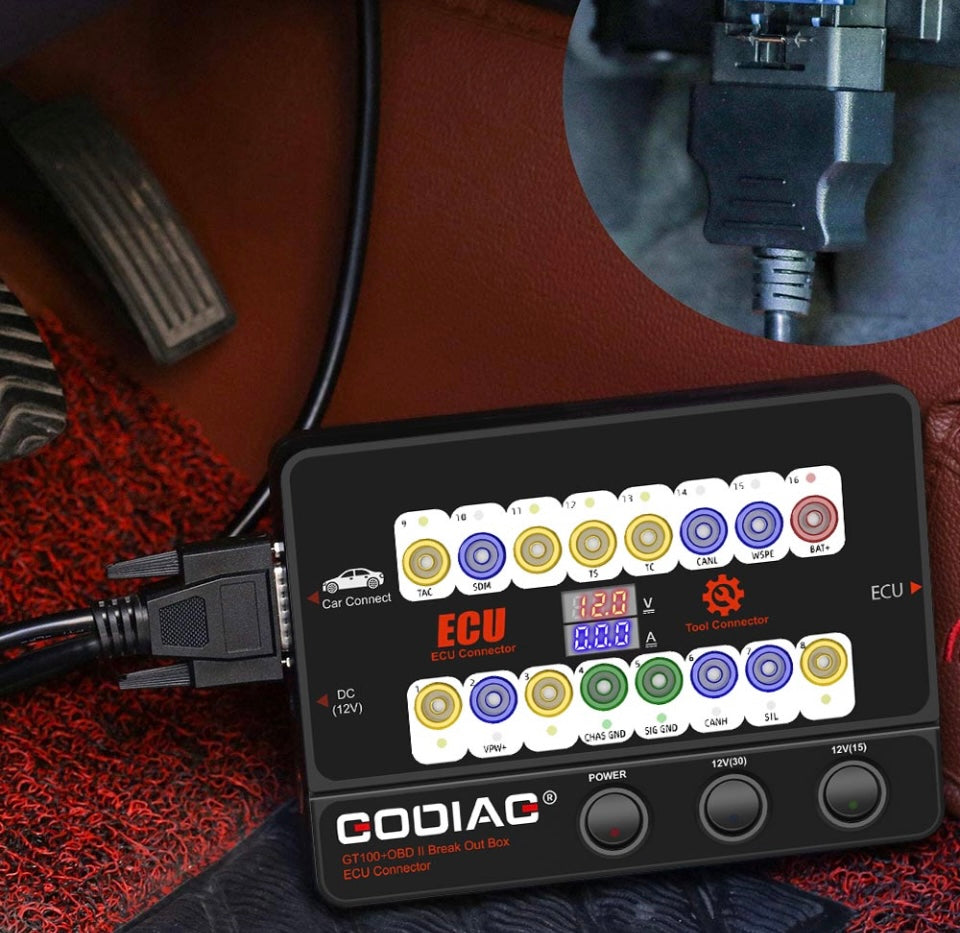 Godiag - GT100+ - OBD II Break Out Box ECU Connector With Display & CANBUS Protocol