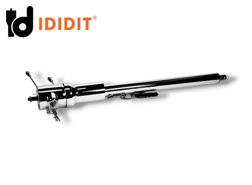 Ididit - 76-86 Jeep CJ5 CJ7 Retrofit Floor Shift Steering Column Chrome - 1520800020