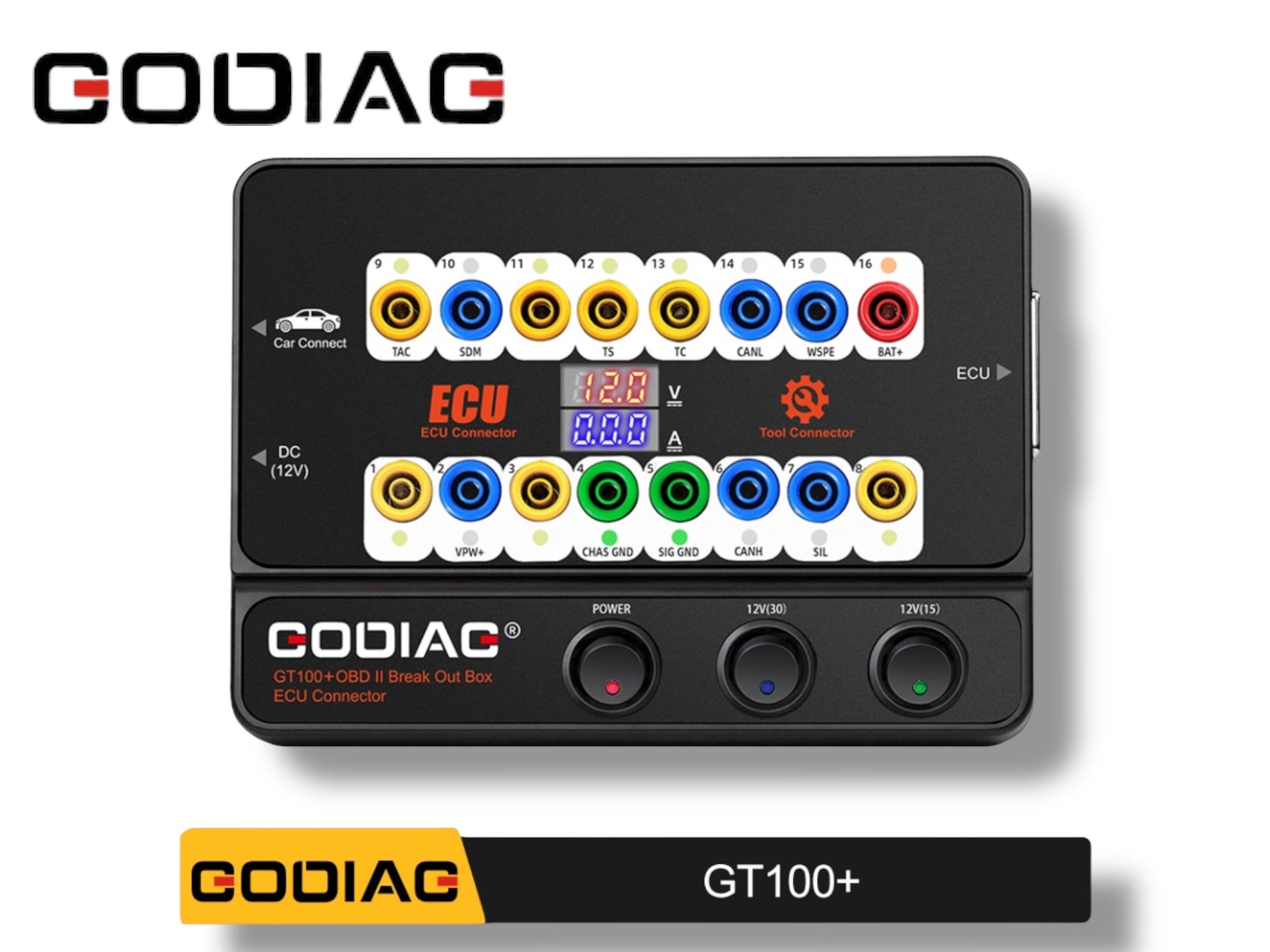 Godiag - GT100+ - OBD II Break Out Box ECU Connector With Display & CANBUS Protocol