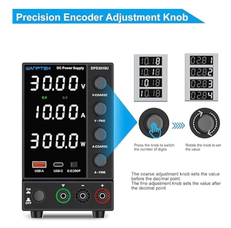 Wanptek - DC Variable Power Supply Adjustable 30V / 10A