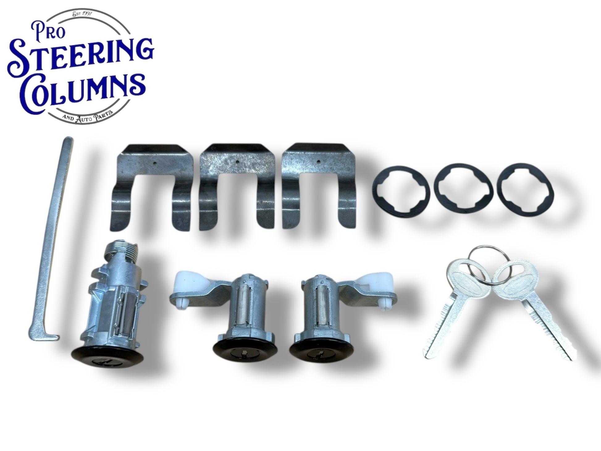 81-93 Ford Mustang Door & Trunk Lock Cylinder Black Set New (Keyed Alike)