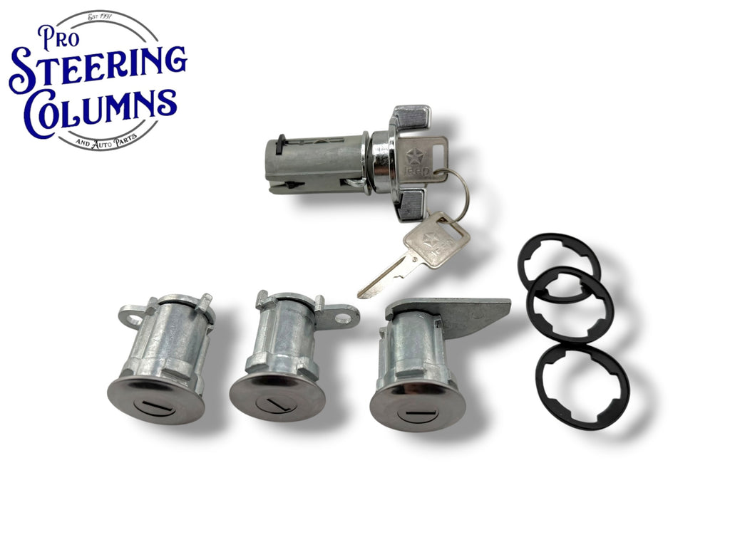 73-90 Jeep CJ5 CJ7 Wrangler Ignition Door & Tailgate Lock Cylinder Set (Keyed Alike)