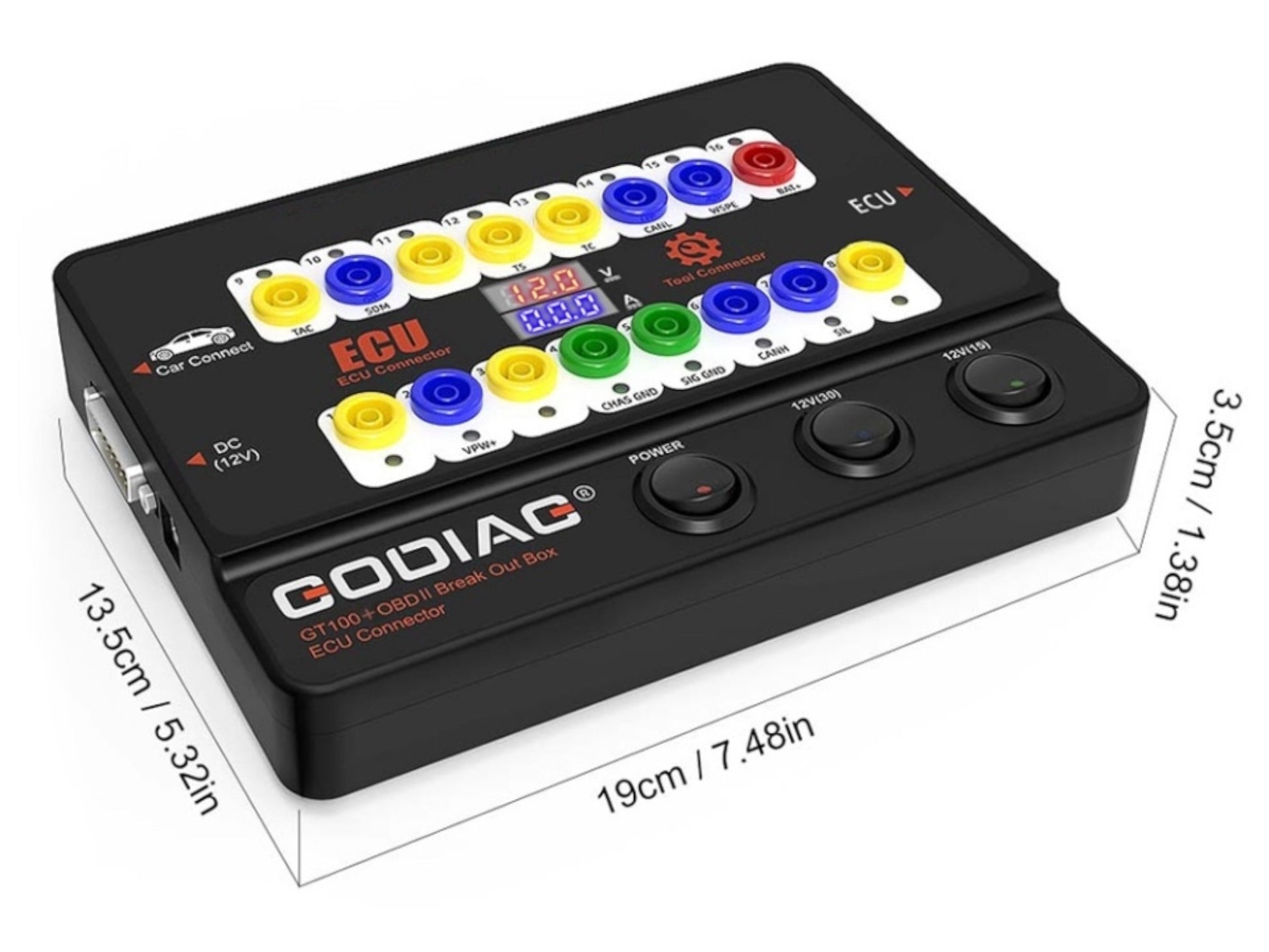 Godiag - GT100+ - OBD II Break Out Box ECU Connector With Display & CANBUS Protocol