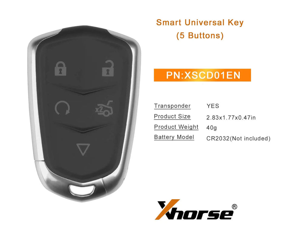 Xhorse - XSCD01EN - GM Style 5-Button Universal Smart Key W/ Proximity For VVDI