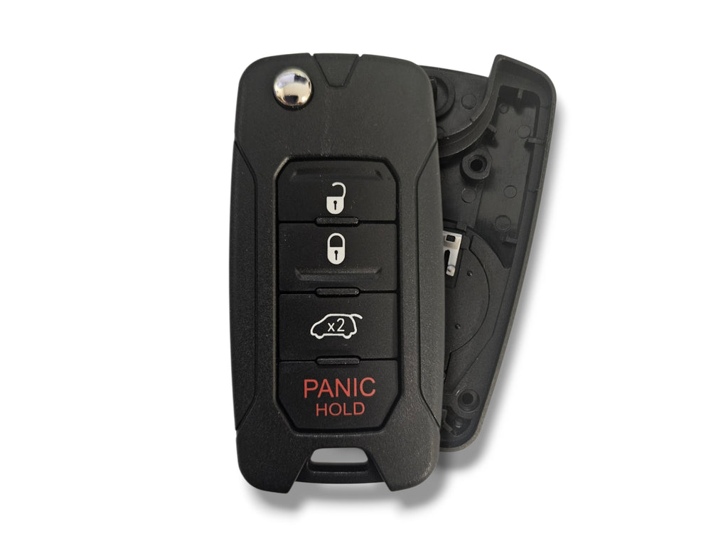 15-19 Jeep Fiat Renegade Flip Key SHELL 4-Button PN: FI5-AM433TX / 2ADFTFI5AM433TX (Aftermarket)