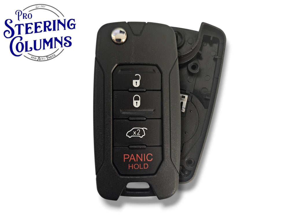 15-19 Jeep Fiat Renegade Flip Key SHELL 4-Button PN: FI5-AM433TX / 2ADFTFI5AM433TX (Aftermarket)