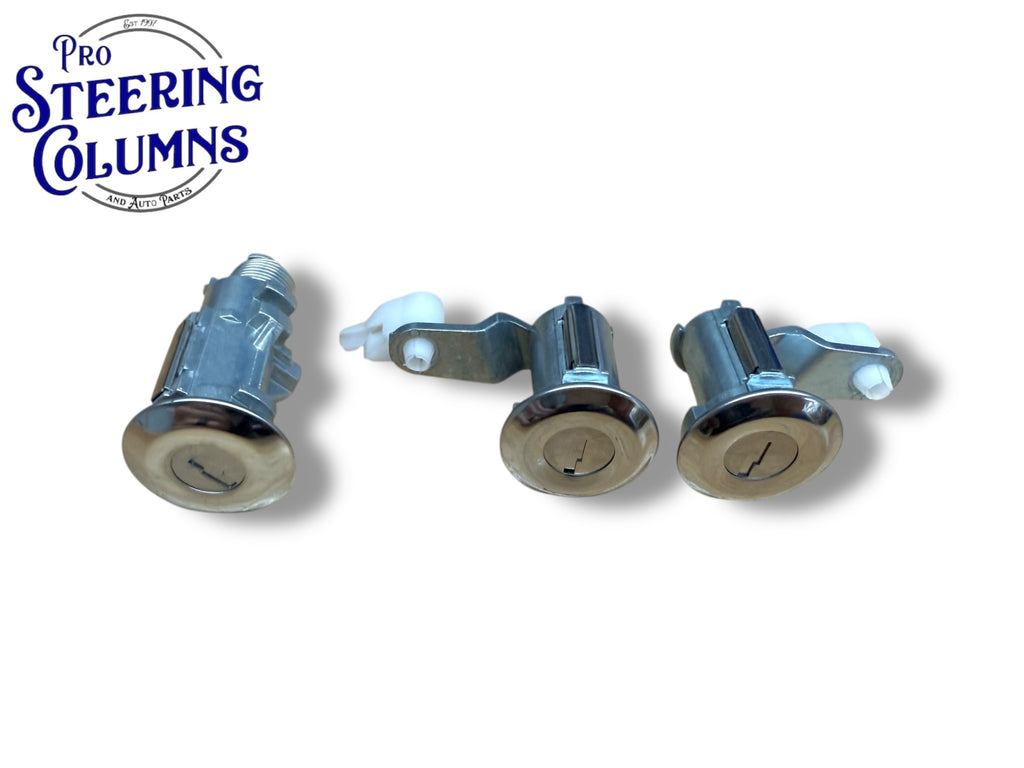 81-93 Ford Mustang Door & Trunk Lock Cylinder Chrome Set New (Keyed Alike)