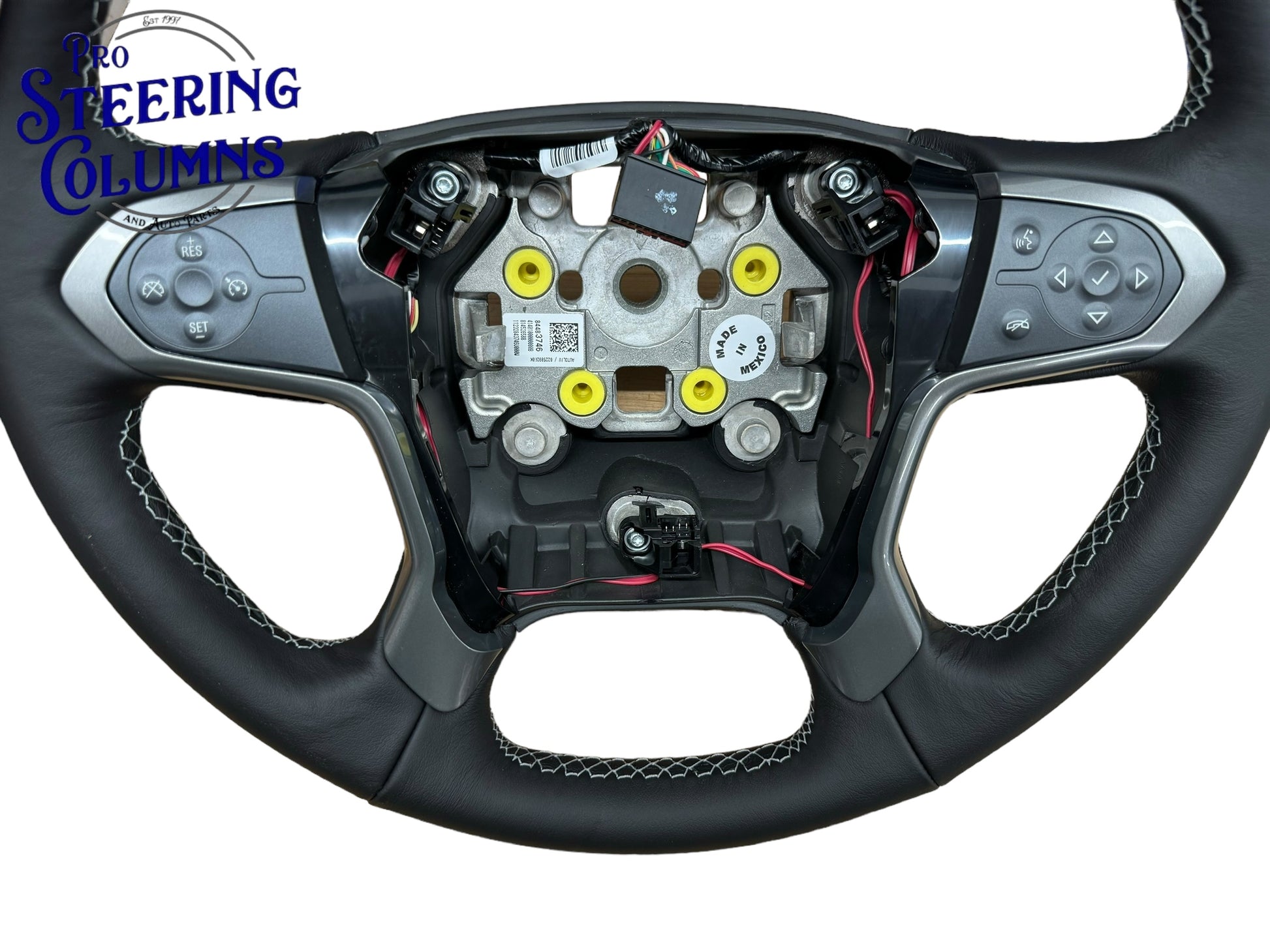 2014-2019 GM Silverado Sierra Tahoe Suburban Yukon Black Leather Steering Wheel New OEM