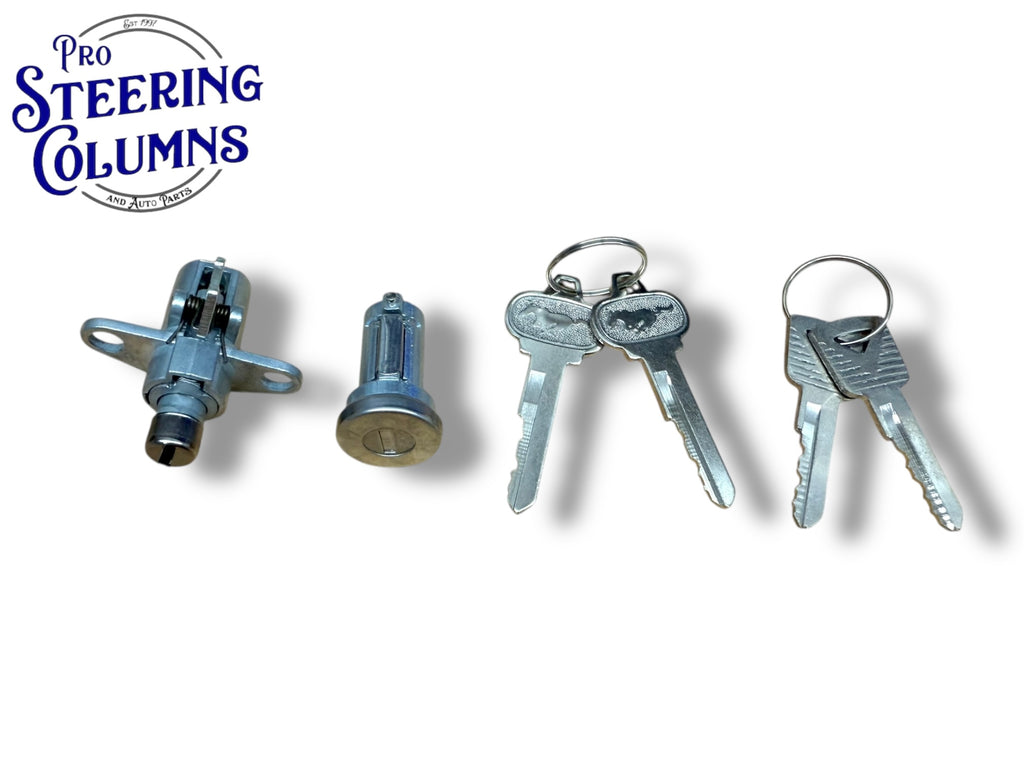 1965 Ford Mustang Glove & Trunk Lock Cylinder Set 2 Pony Logo Keys (Keyed Alike)