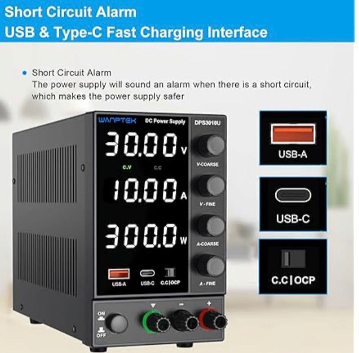 Wanptek - DC Variable Power Supply Adjustable 30V / 10A