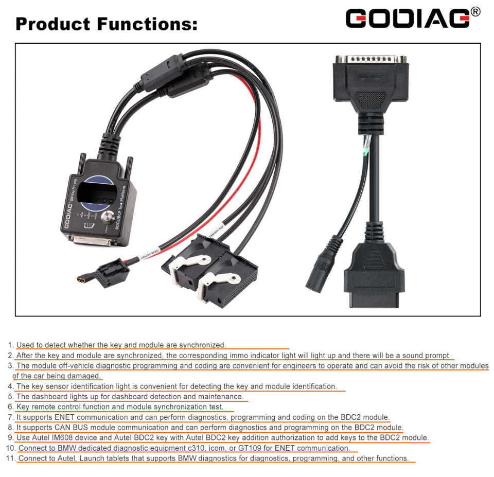 Godiag -BMW BDC2 / BCP Test Platform for BDC2 Diagnostics/ Programming / Key Synchronization