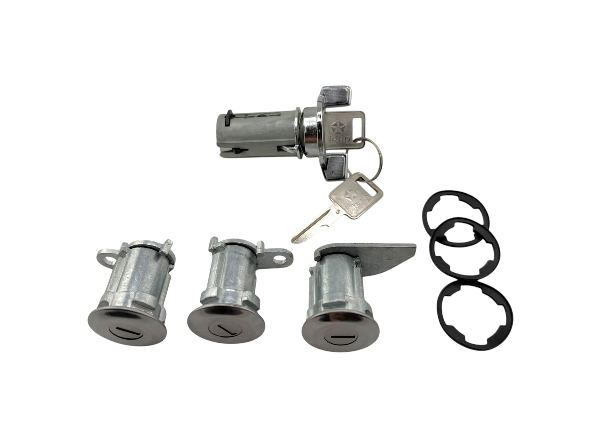 73-90 Jeep CJ5 CJ7 Wrangler Ignition Door & Tailgate Lock Cylinder Set (Keyed Alike)