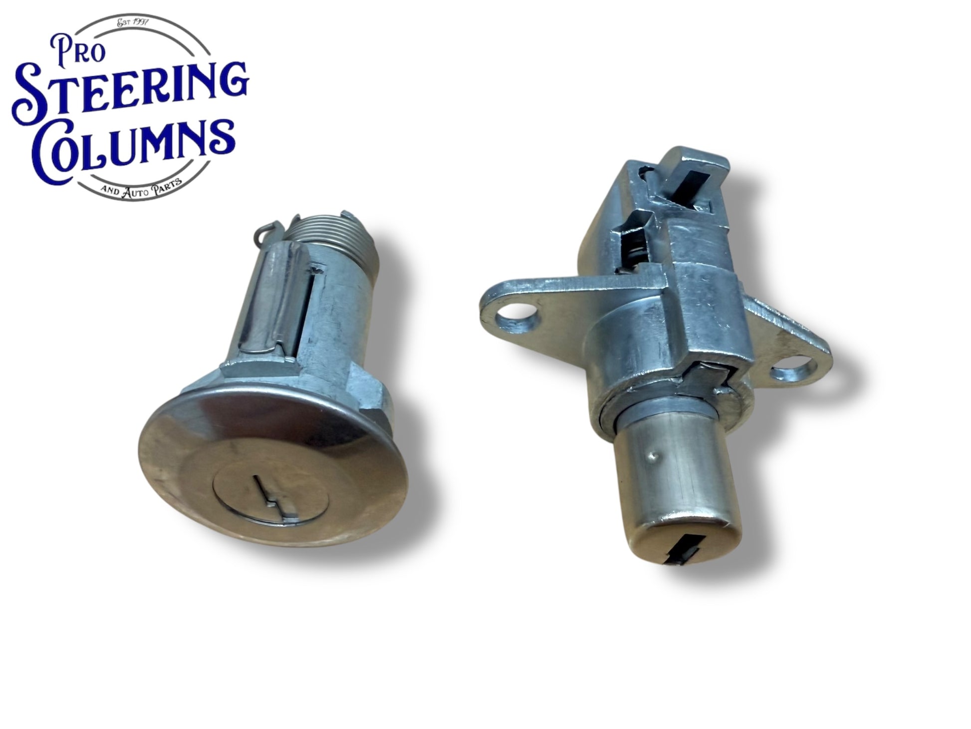 67-68 Ford Mustang Glove & Trunk Lock Cylinder Set With 2 Pony Logo Keys (Keyed Alike)