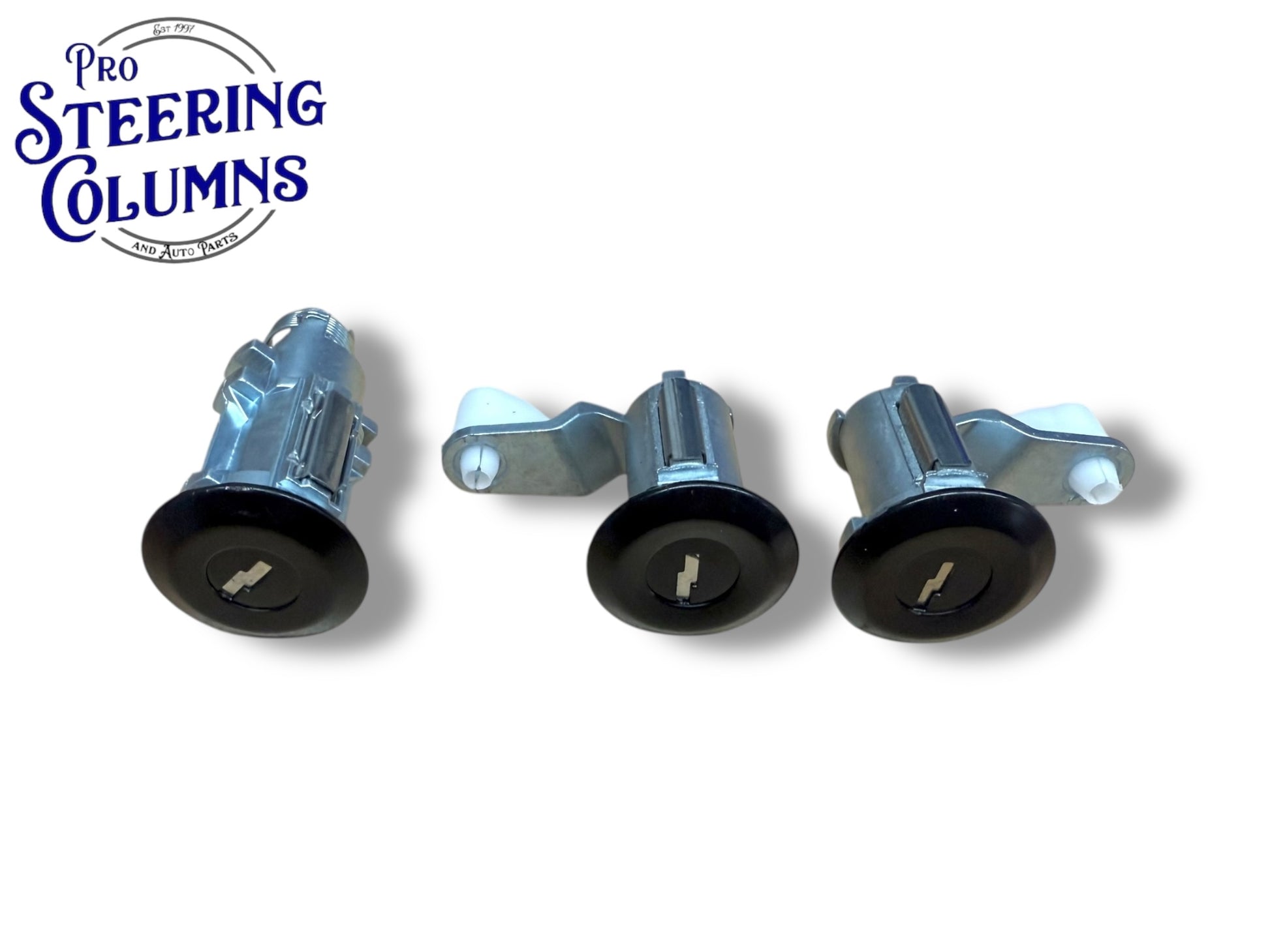81-93 Ford Mustang Door & Trunk Lock Cylinder Black Set New (Keyed Alike)