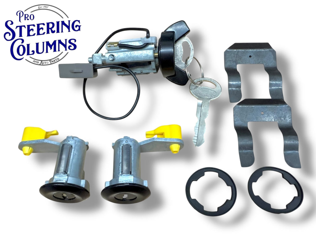 81-93 Ford Mustang Ignition & Door Lock Cylinder Set Black New (Keyed Alike)