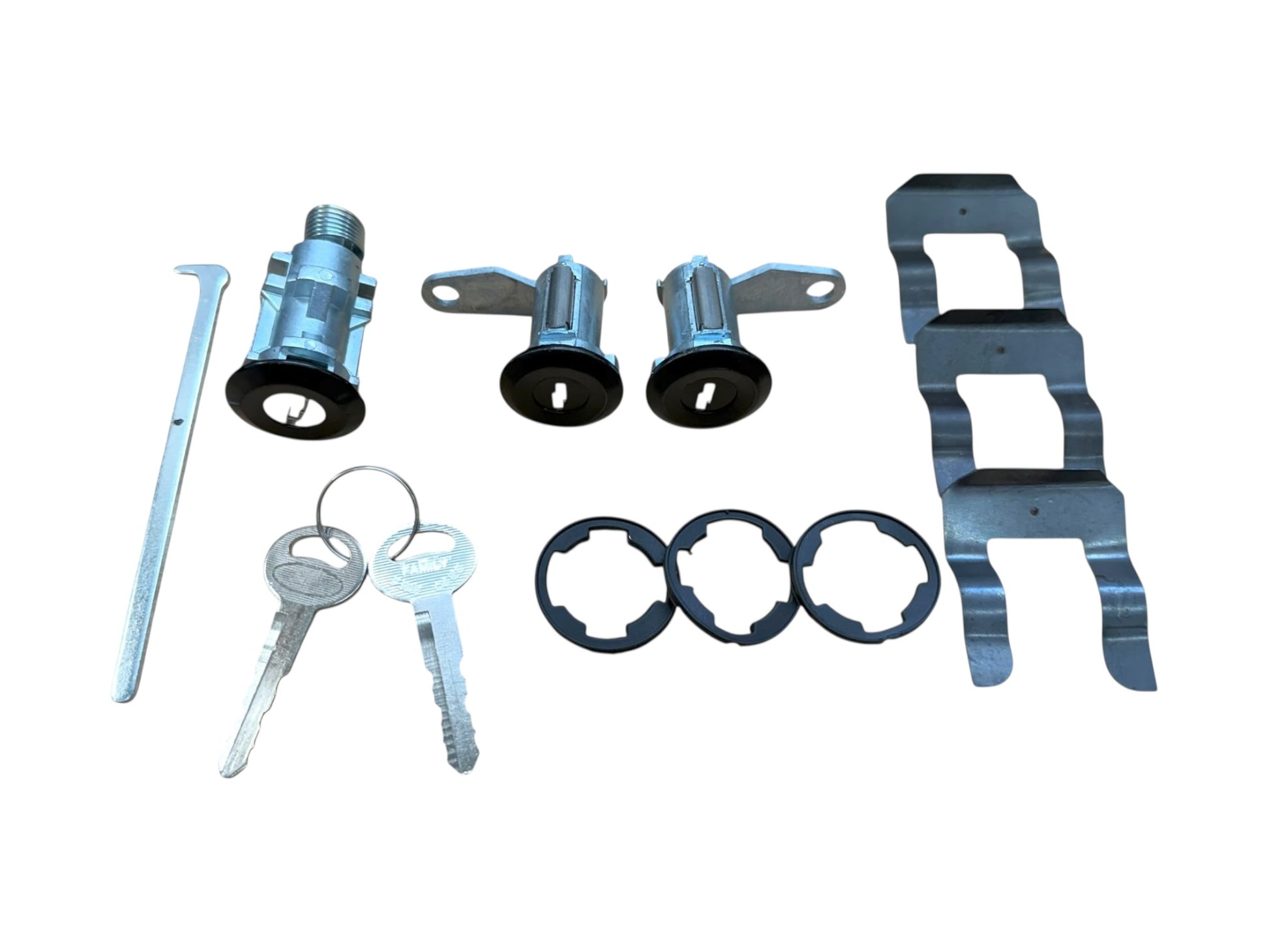 81-93 Ford Mustang Door & Trunk Lock Cylinder Black Set (Keyed Alike) (Flat Pawls)