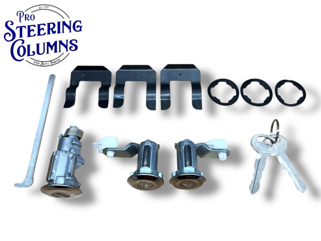 81-93 Ford Mustang Door & Trunk Lock Cylinder Chrome Set New (Keyed Alike)
