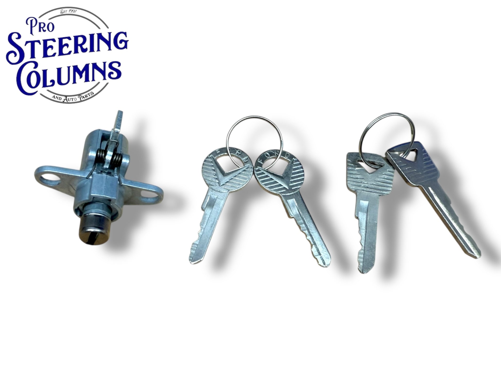 64-65 Ford Mustang Falcon Glove Box Lock Cylinder Ford Logo Keys (Standard Interior)