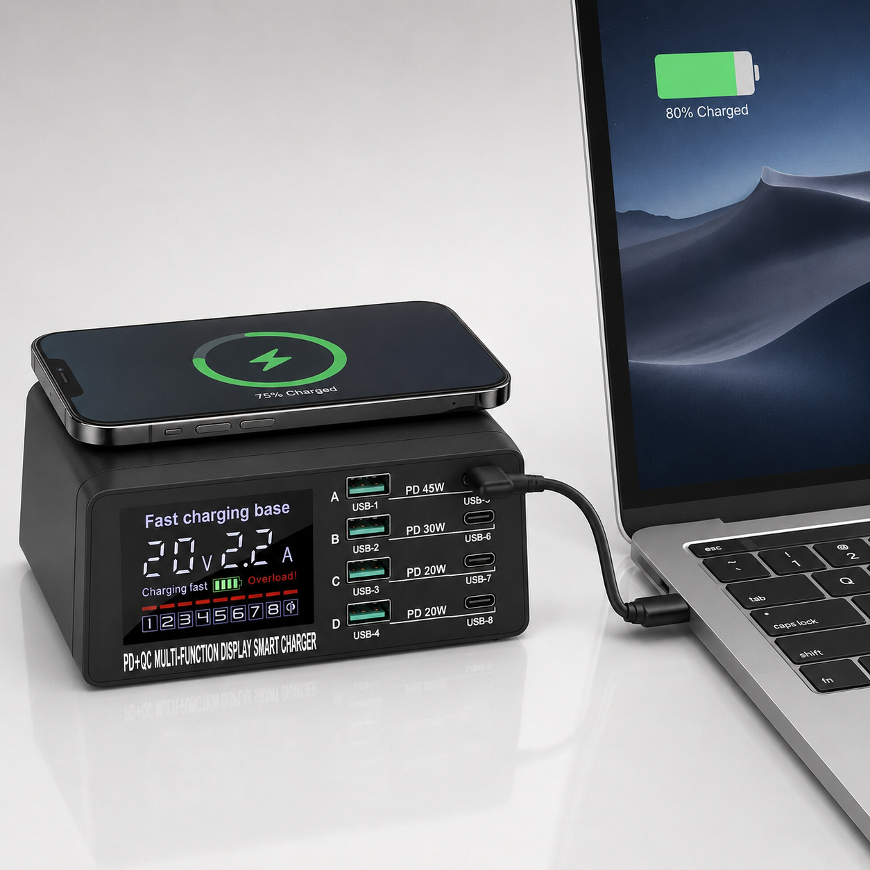 Fast Charging Station - Multi Port 8-Port Multi-devices USB / 110W