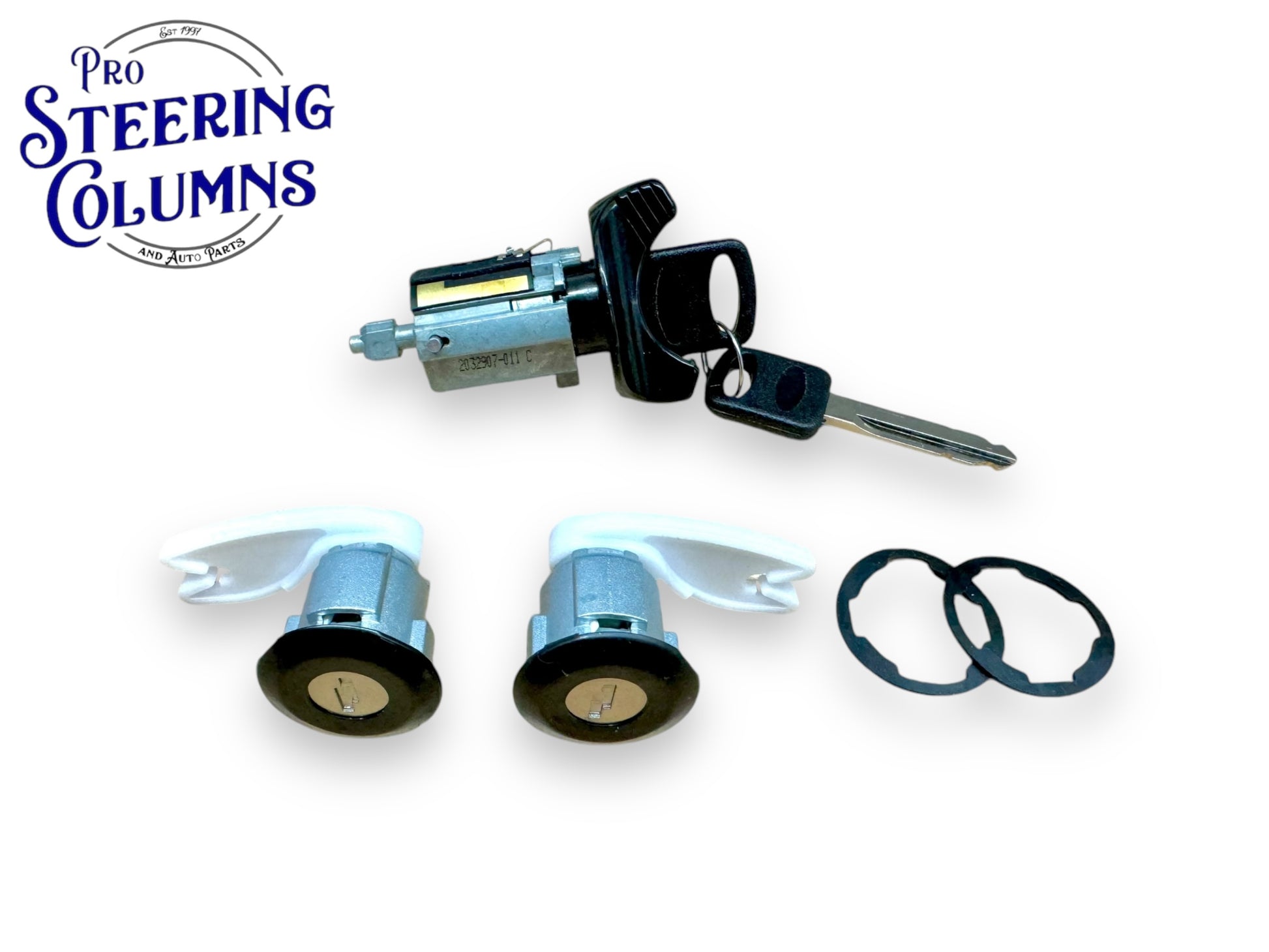 1992-1996 Ford E-150 F-150 F-250 Bronco Ignition & Door Lock Cylinder Set Black New