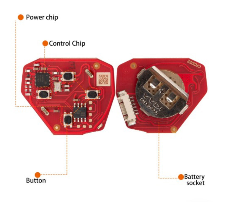 Xhorse - XKTO22EN - Toyota Style 4-Button Universal Remote Head Key for VVDI Tools XM5118 Chip - (Wireless)