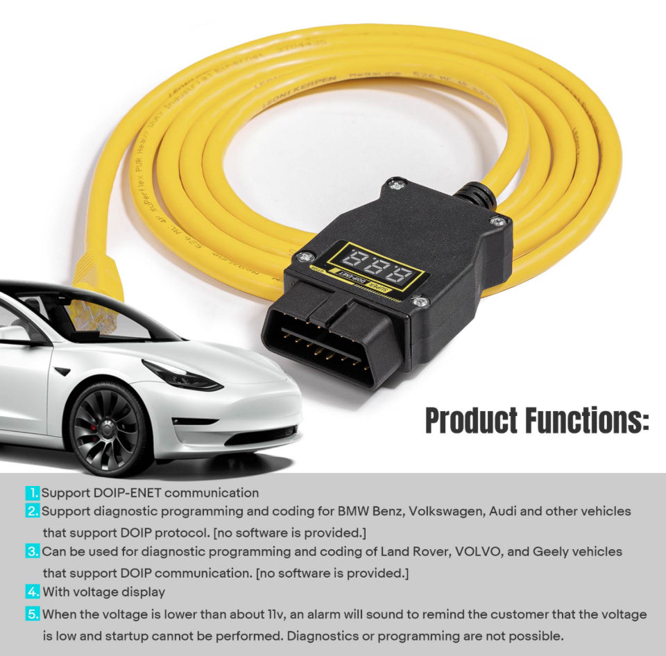 Godiag - GT109 -  DOIP ENET with Voltage Display for DOIP Diagnosis Programming Coding for Audi BMW Benz VW