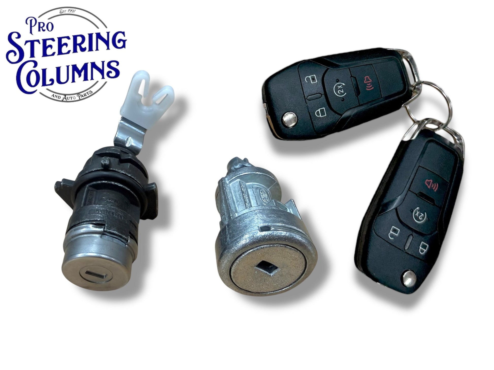 15-20 Ford F-Series Ignition & Door Lock Cylinder Set With 2 Flip Keys 4-Button (OEM)