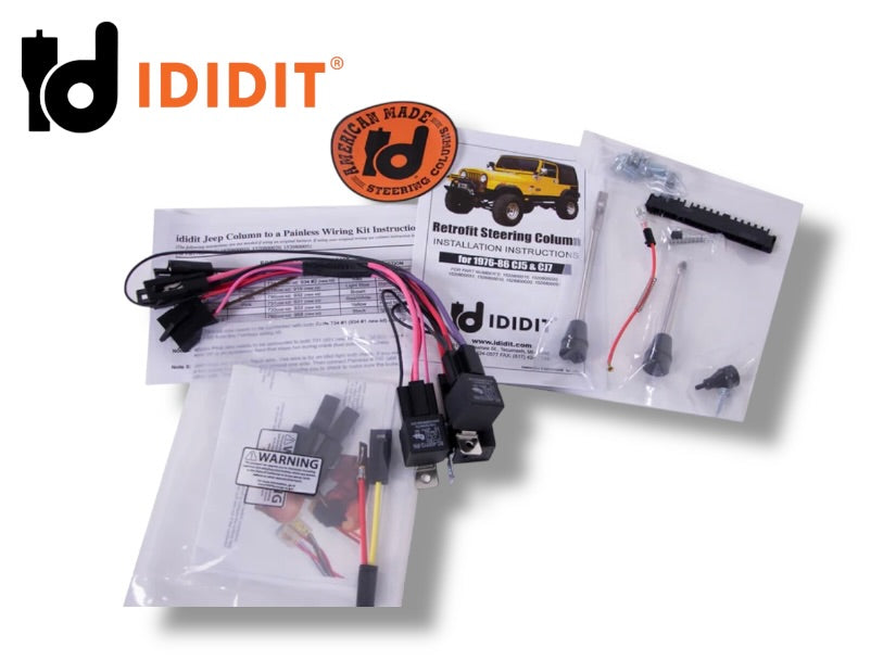 Ididit - 76-86 Jeep CJ5 CJ7 Retrofit Floor Shift Steering Column Black - 1520800051