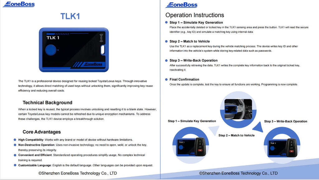 Eoneboss - TLK 1 Unlock Toyota Lexus Smart Key Emulator