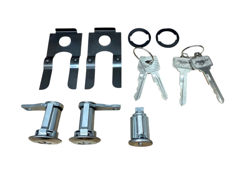 64-66 Ford Mustang Ignition & Door Lock Set Pony Logo Keys New (Keyed Alike)