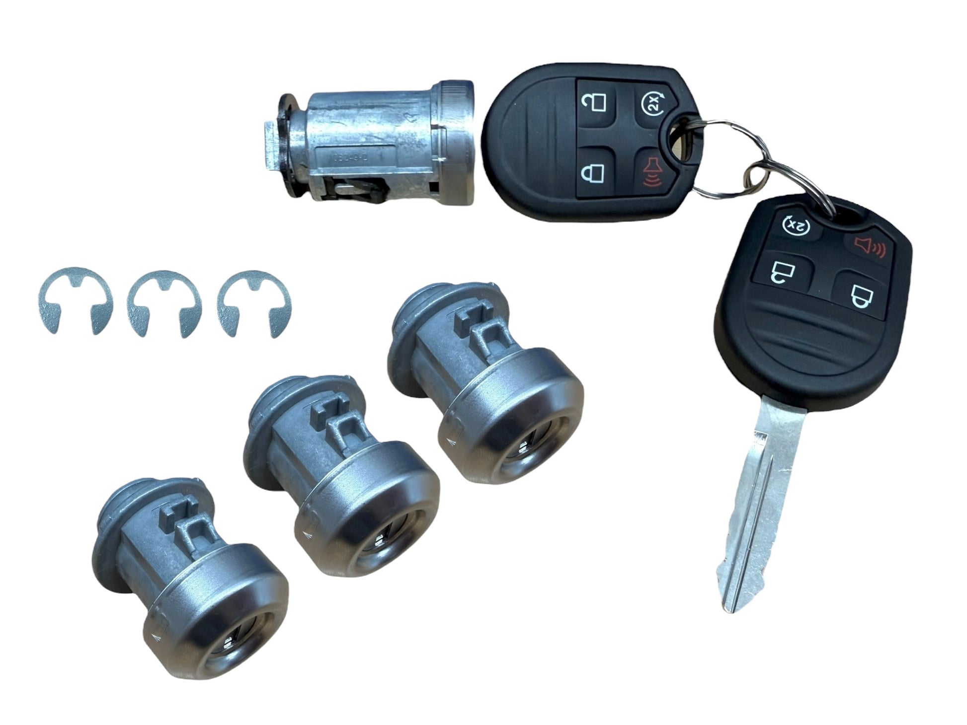 11-14 F-150 08-16 F-250 F-350 Ignition & 3 Door Lock Cylinder Set With 2 Remote Keys 4-Button New