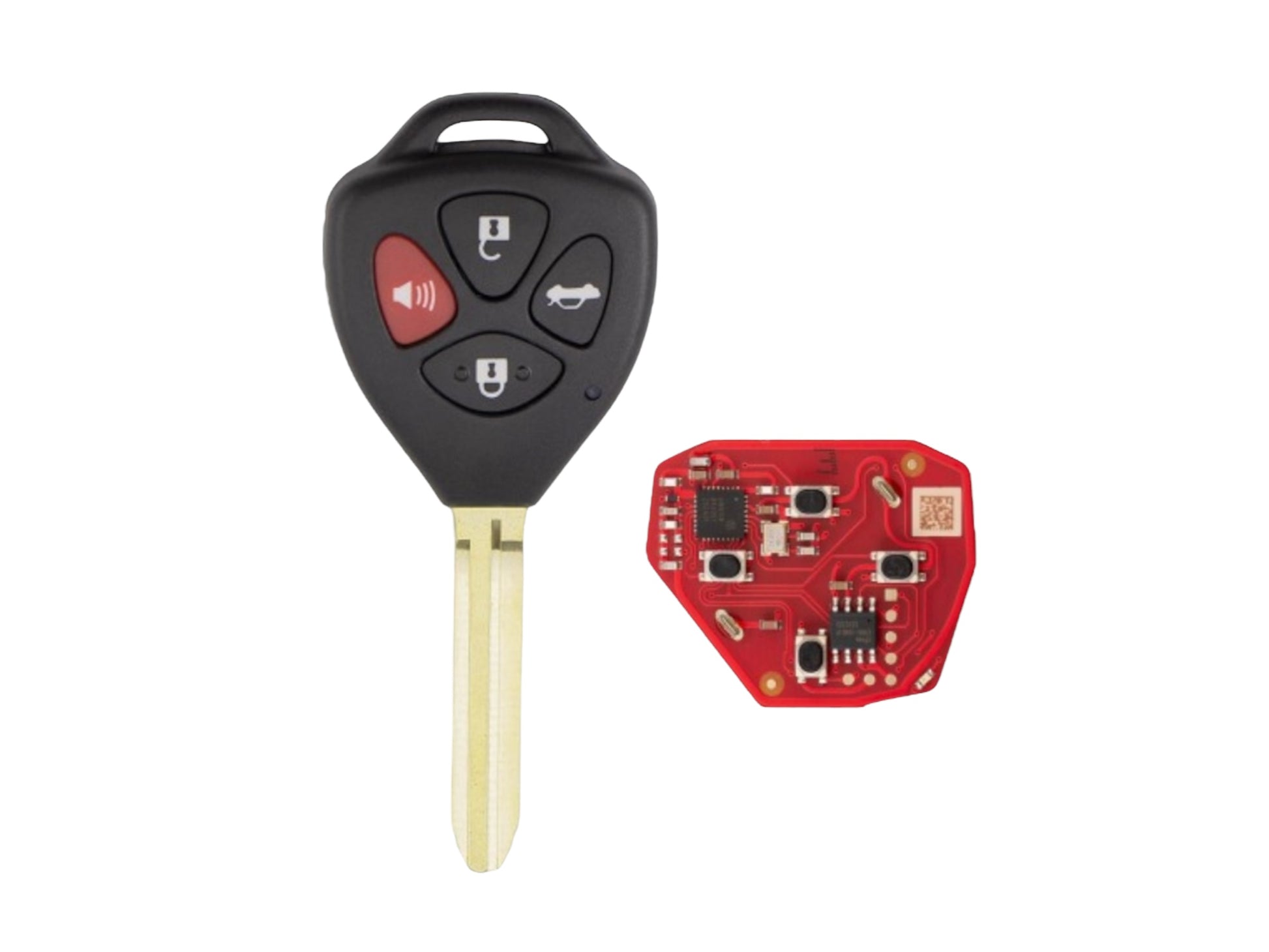 Xhorse - XKTO22EN - Toyota Style 4-Button Universal Remote Head Key for VVDI Tools XM5118 Chip - (Wireless)