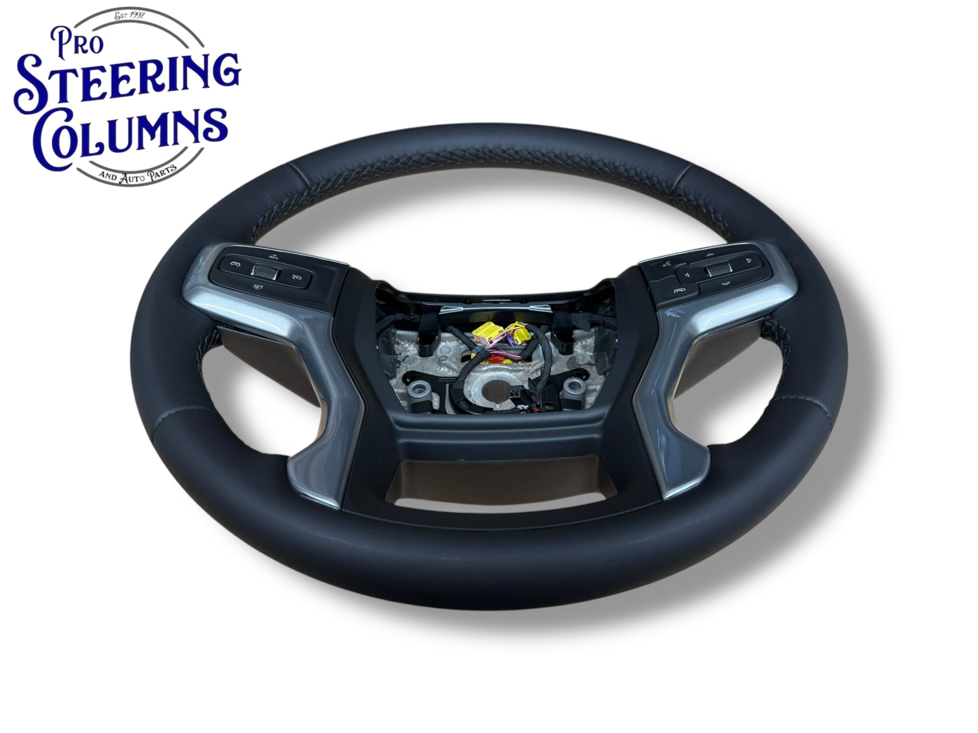 20-22 GM Silverado 1500 2500 3500 Steering Wheel Leather Black Cruise New OEM 84946350