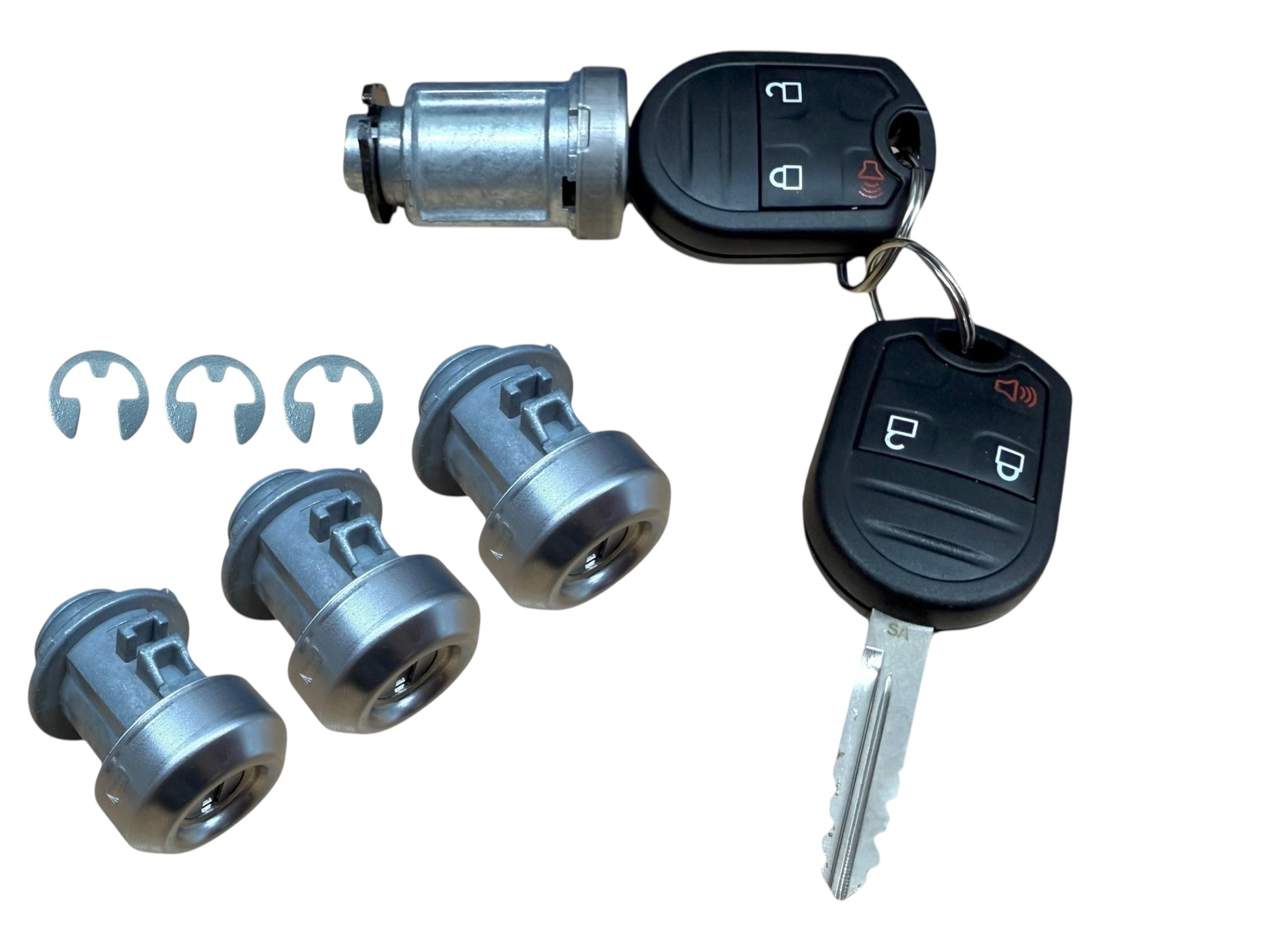 04-14 F-150 08-16 F-250 F-350 Ignition & 3 Door Lock Cylinder Set With 2 Remote Keys 3-Button New