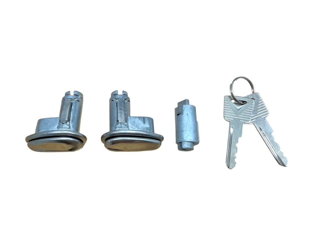 52-60 Ford Pickup Fairlane Galaxie Ignition & Door Lock Flip Cover Set New (Keyed Alike)