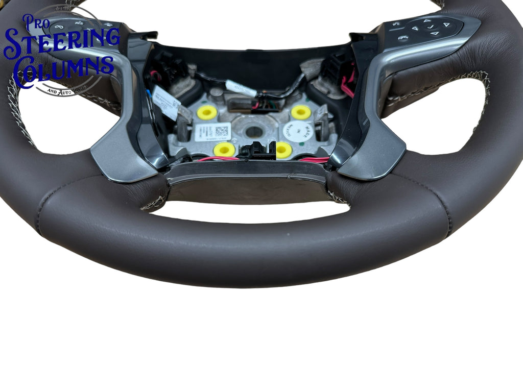 14-19 GM Silverado Sierra Tahoe Suburan Leather Cocoa Brown Steering Wheel New OEM 84483797