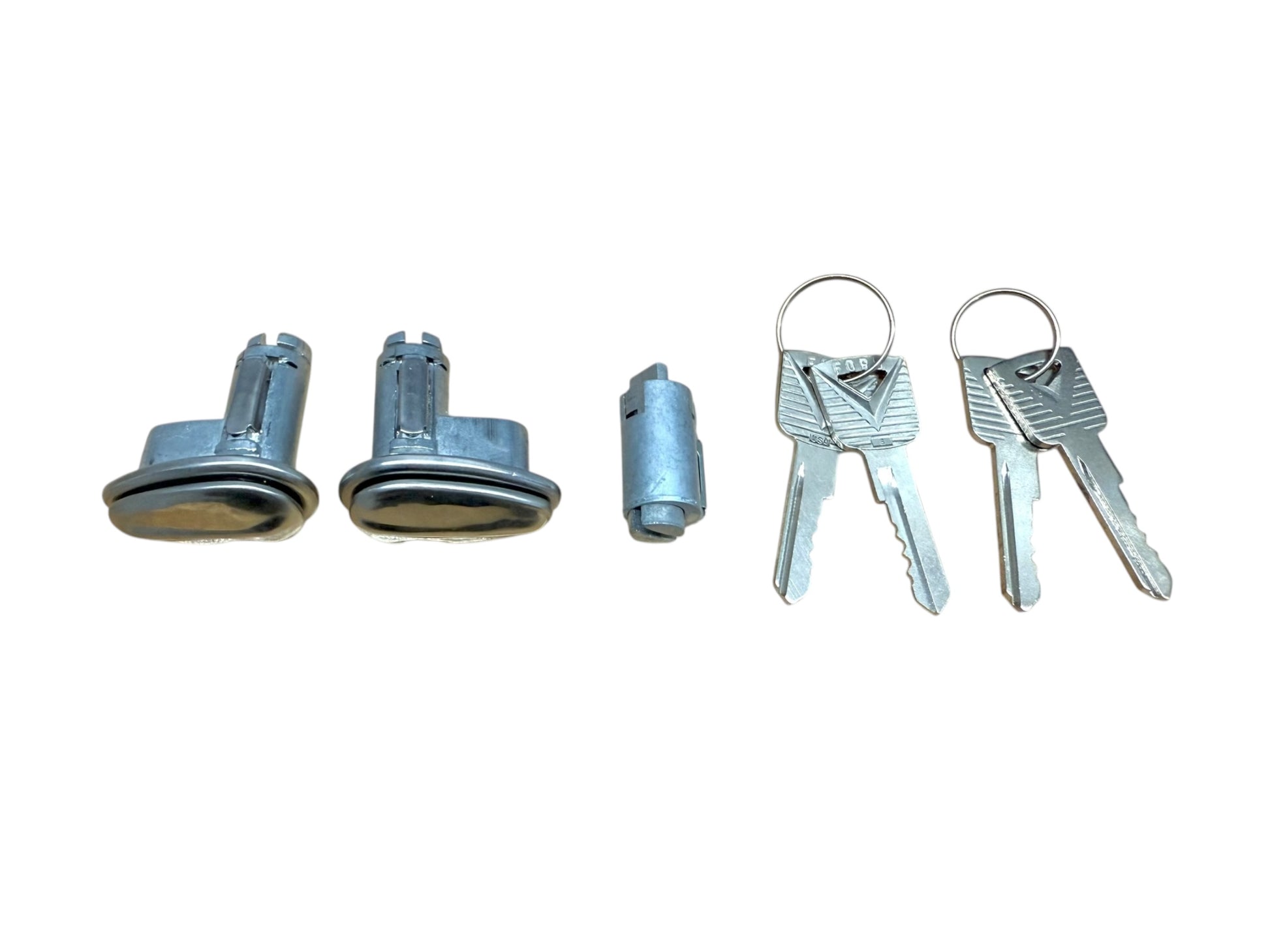 52-60 Ford Pickup Fairlane Galaxie Ignition & Door Lock Flip Cover Set Logo Keys New (Keyed Alike)