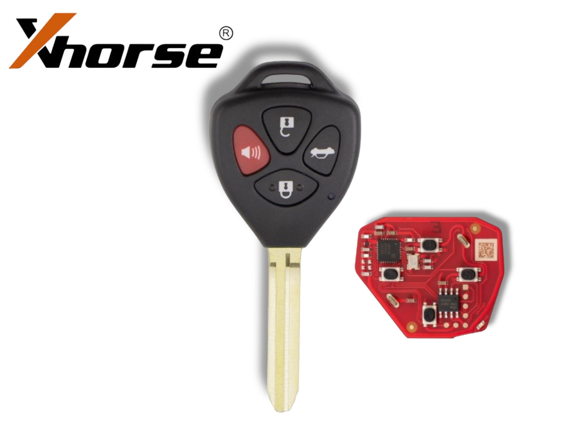 Xhorse - XKTO22EN - Toyota Style 4-Button Universal Remote Head Key for VVDI Tools XM5118 Chip - (Wireless)
