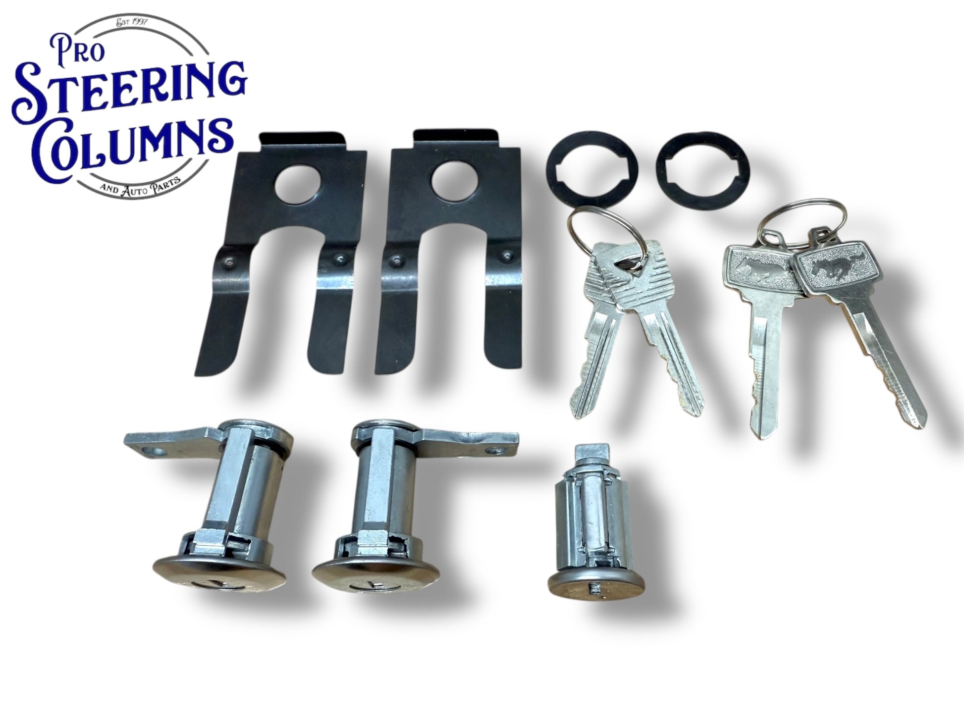 64-66 Ford Mustang Ignition & Door Lock Set Pony Logo Keys New (Keyed Alike)