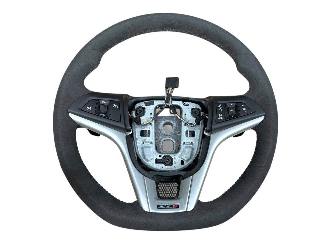 12-15 Chevrolet Camaro Black Suede Steering Wheel Paddle Shift New OEM 22896548