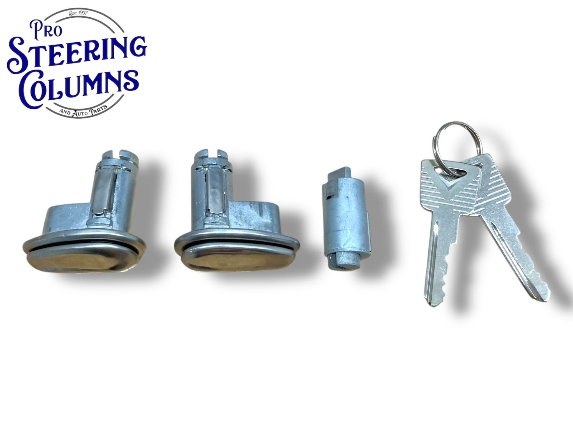 52-60 Ford Pickup Fairlane Galaxie Ignition & Door Lock Flip Cover Set New (Keyed Alike)