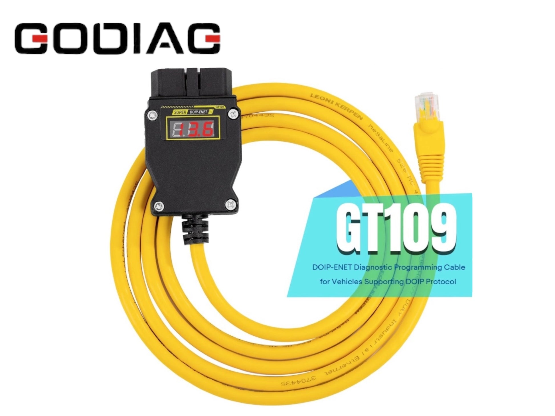 Godiag - GT109 -  DOIP ENET with Voltage Display for DOIP Diagnosis Programming Coding for Audi BMW Benz VW