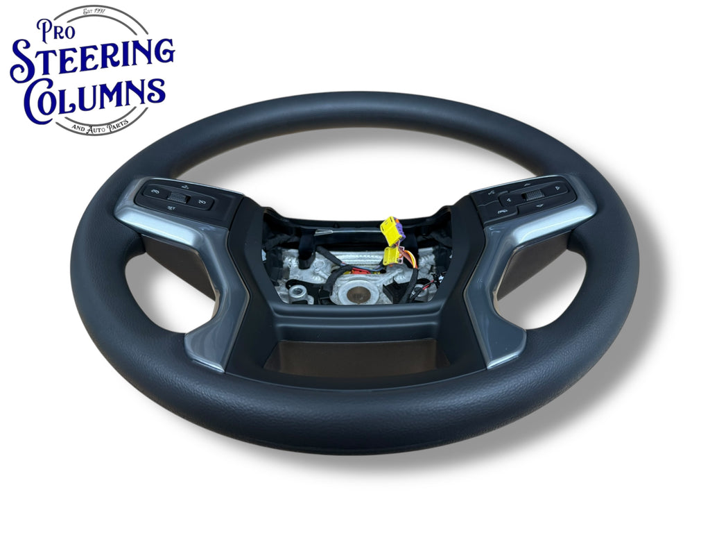 19-22 GM Silverado 1500 2500 3500 Steering Wheel Vinyl Black Cruise New OEM 85590463
