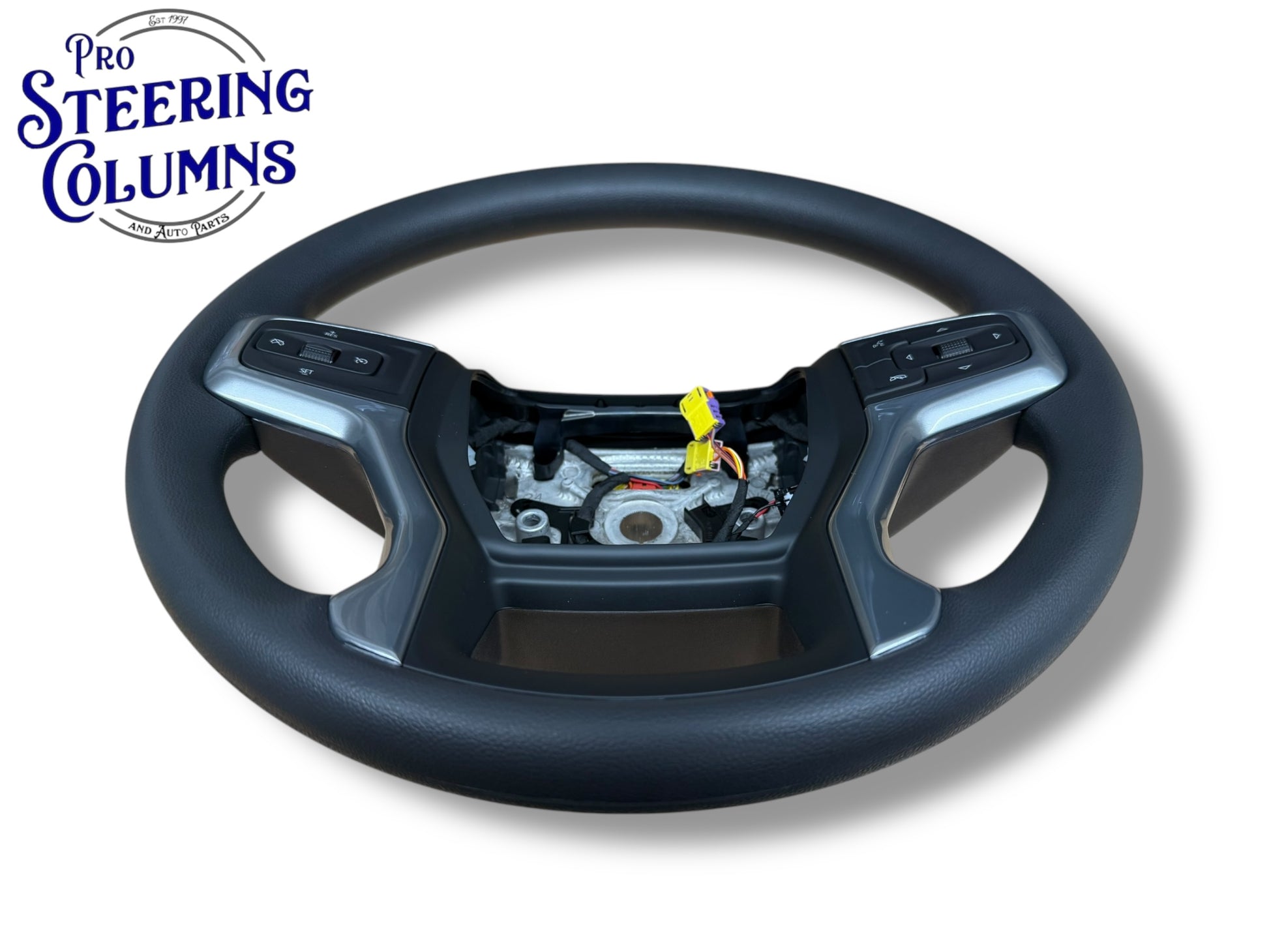 19-22 GM Silverado 1500 2500 3500 Steering Wheel Vinyl Black Cruise New OEM 85590463
