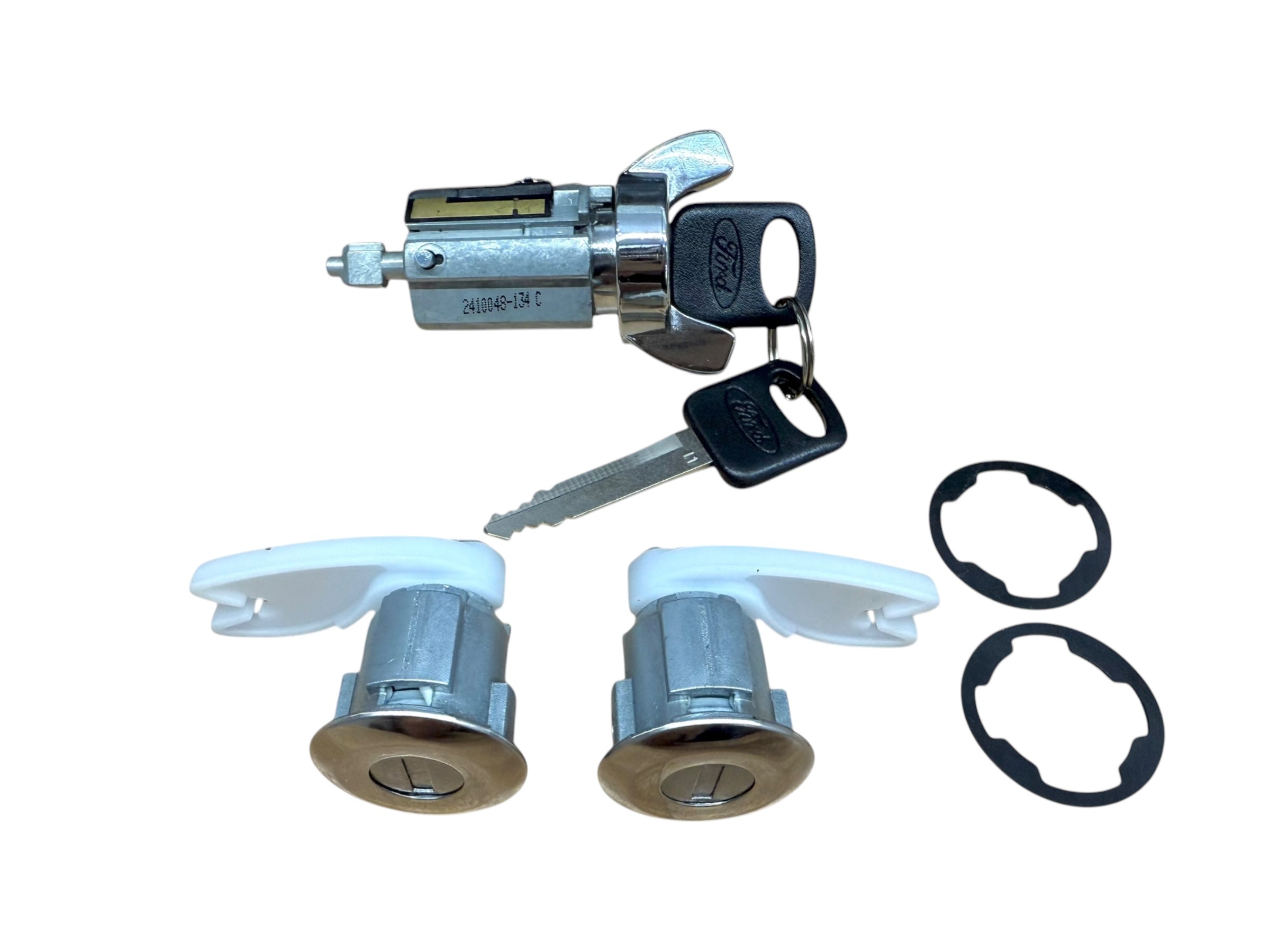 Upgrade Or Replace Your Ford's Ignition And Door Locks With This Complete Chrome Set From Auto Security Products. Includes Ignition, Door, And Rear Lock Cylinders With 2 Keys.