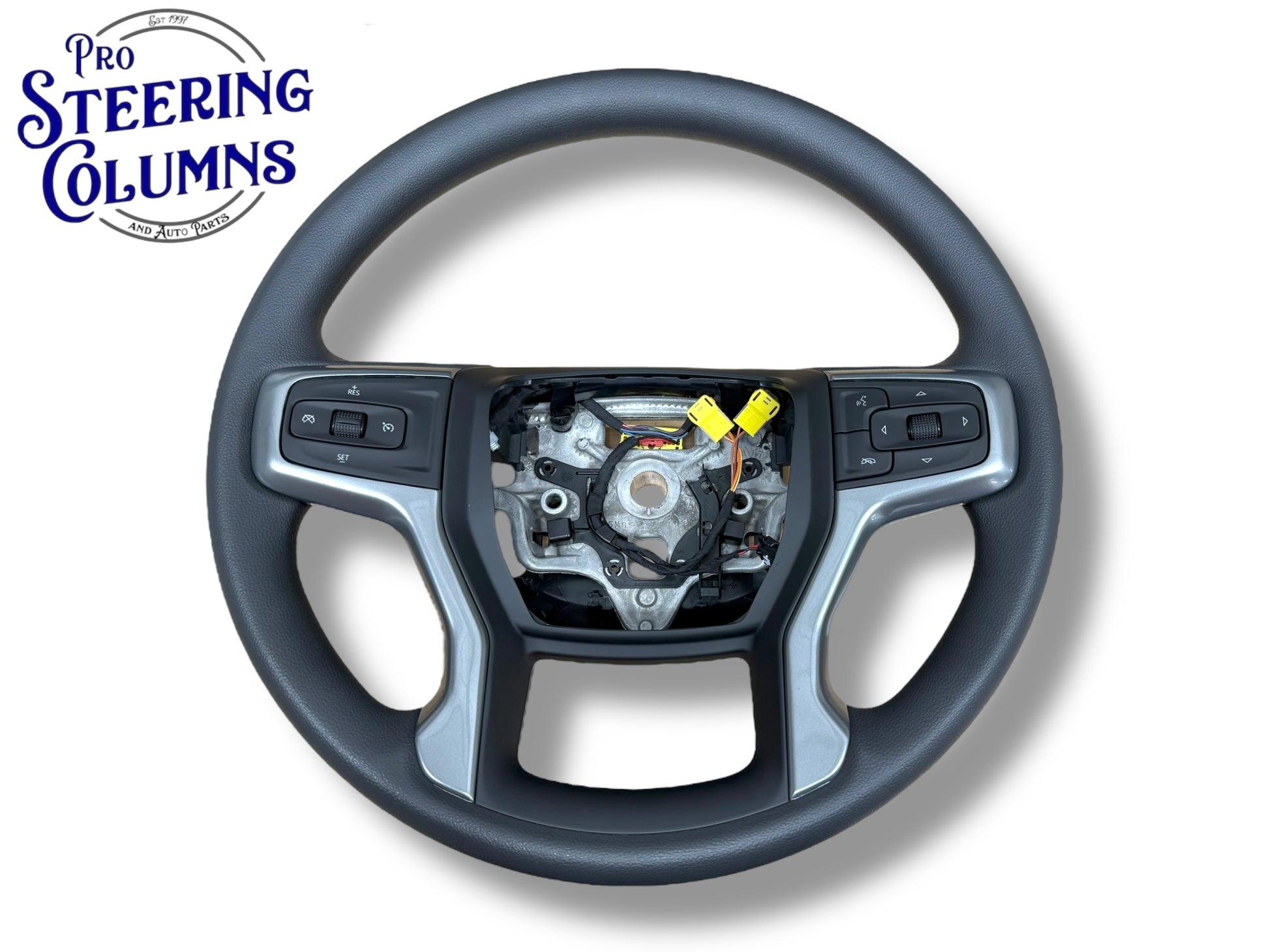 19-22 GM Silverado 1500 2500 3500 Steering Wheel Vinyl Black Cruise New OEM 85590463