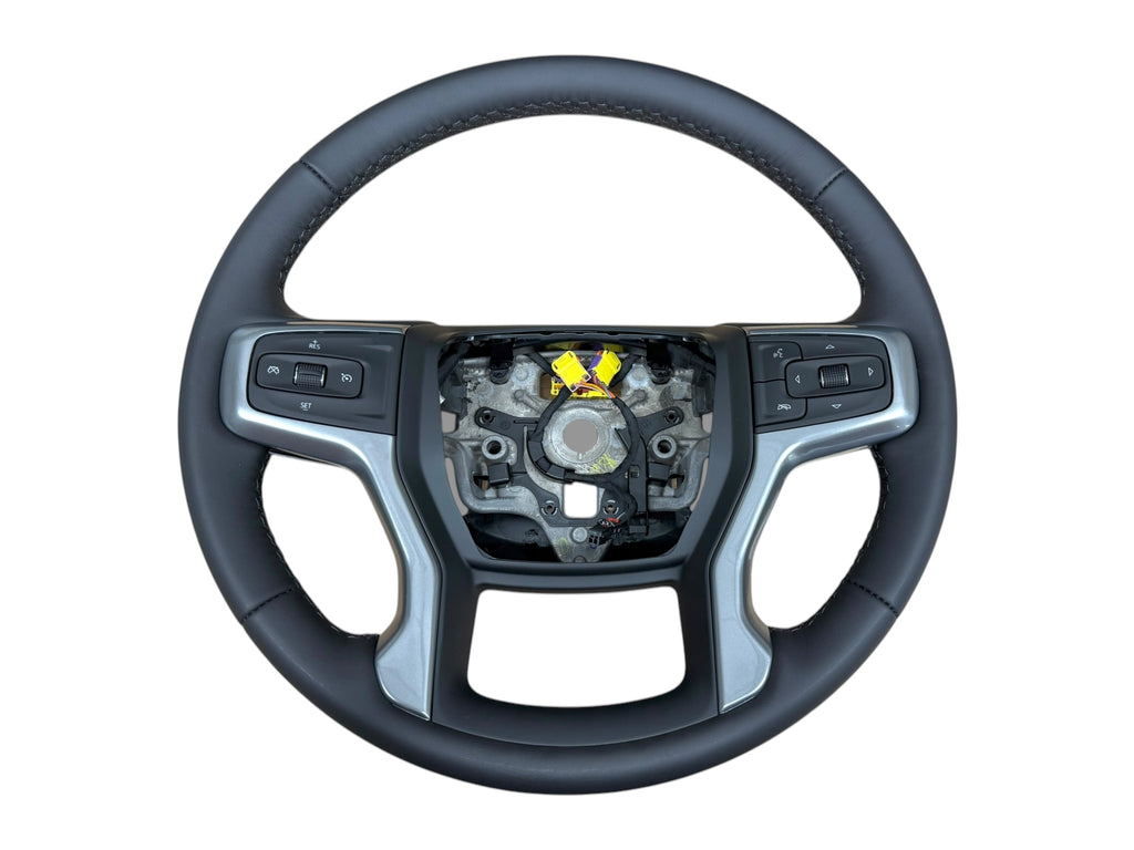20-22 GM Silverado 1500 2500 3500 Steering Wheel Leather Black Cruise New OEM 84946350