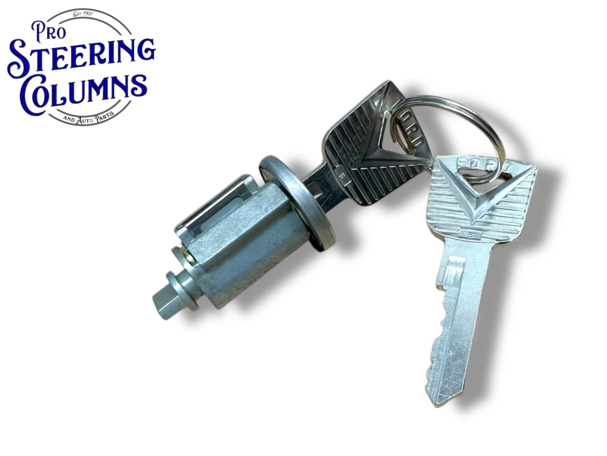 60-77 Ford Lincoln Mercury Ignition Lock Cylinder With 2 Ford OEM Logo Keys New C5OZ-11582-A
