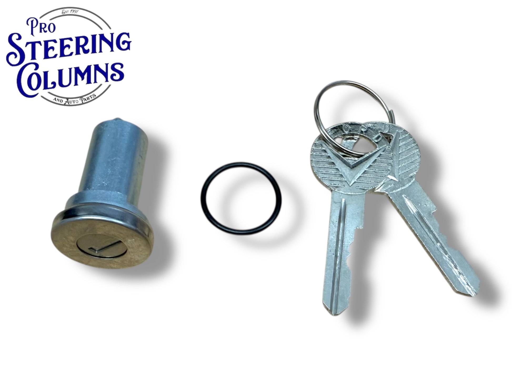 64-66 Ford Mustang Trunk Lock Cylinder With 2 Ford Logo Keys New